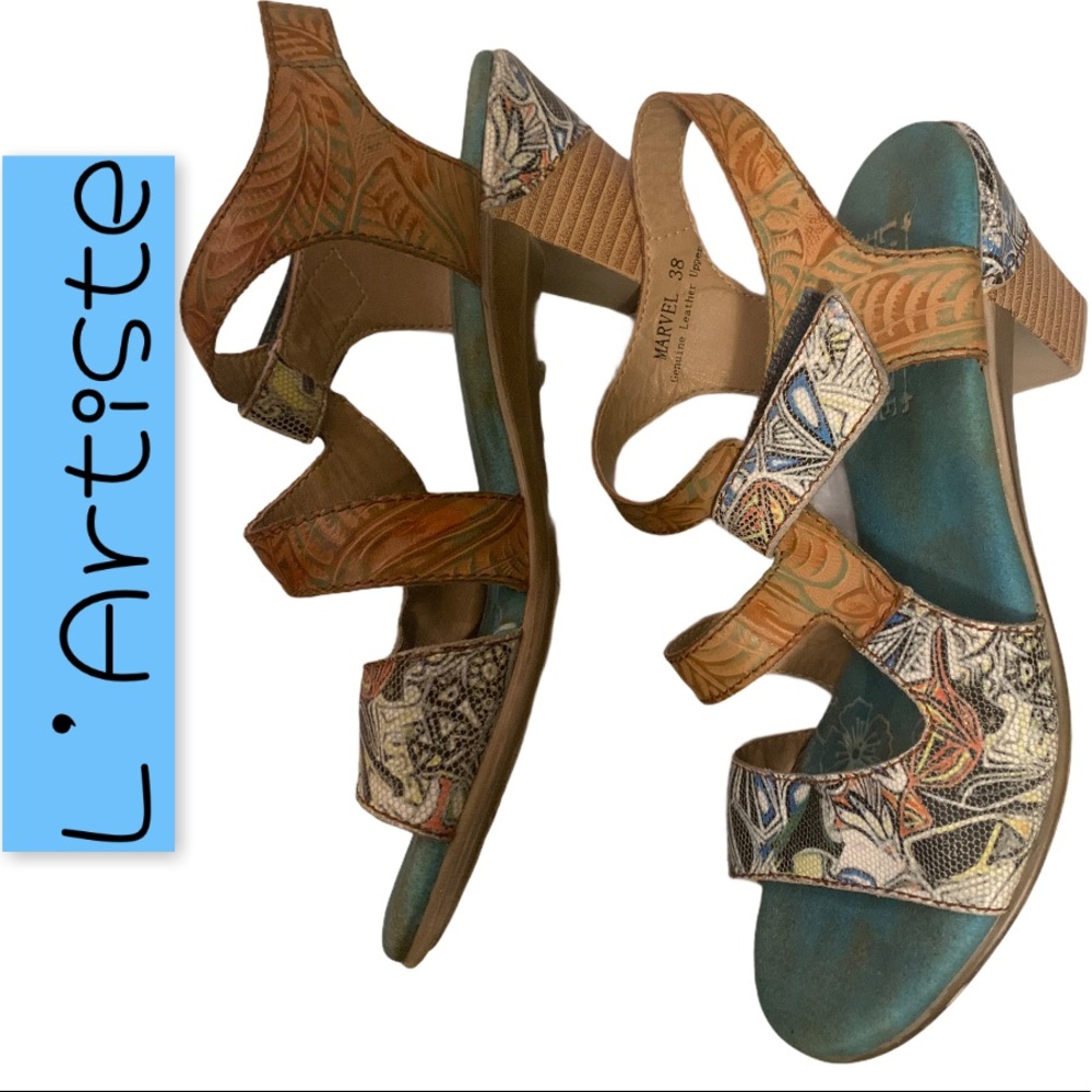 L’ARTISTE Leather Spring Step Marvel BOHO Sandals